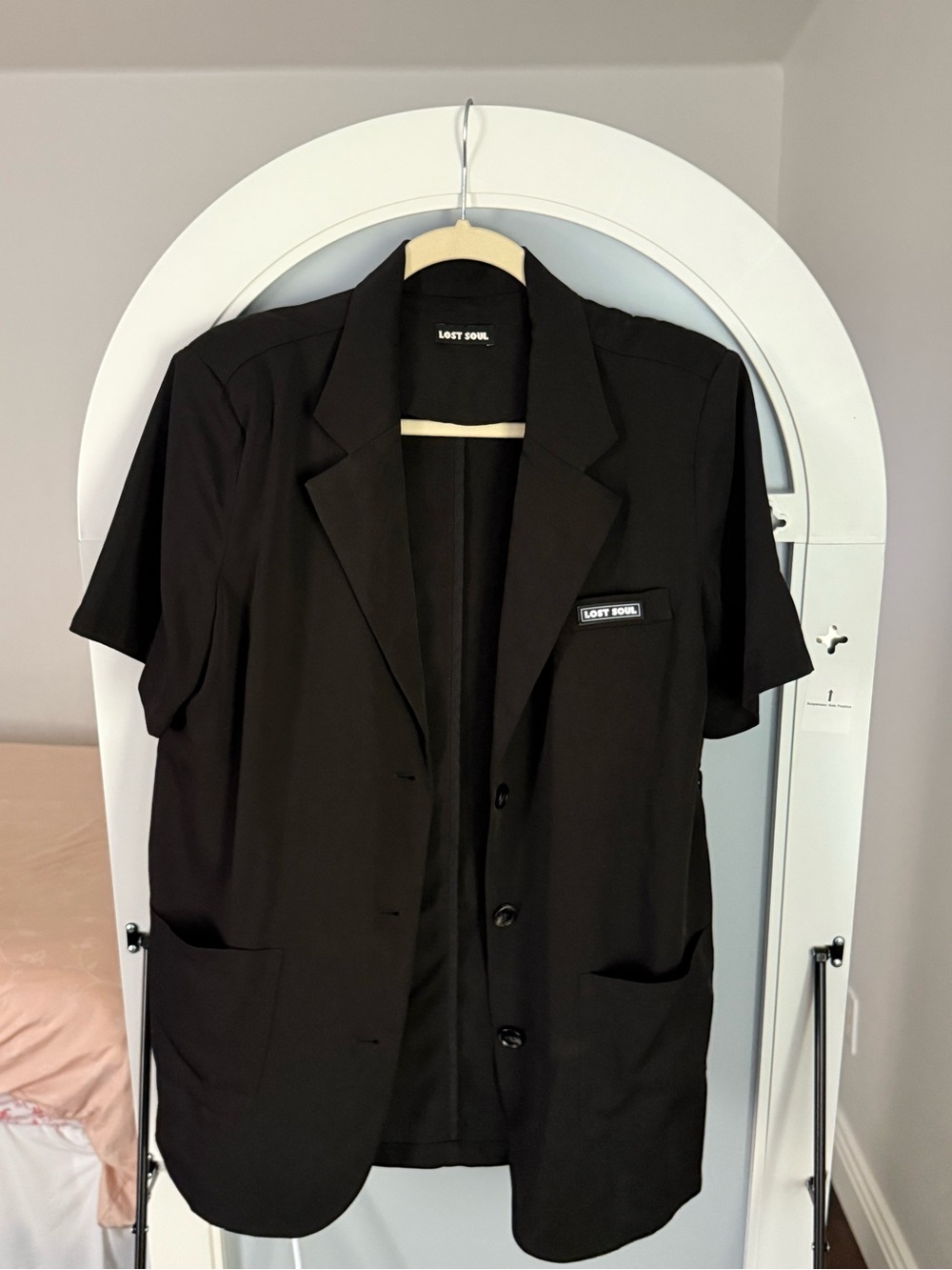LOST SOUL Black Oversized Short Sleeve Blazer | Size M | Shoulder Pads